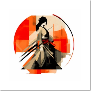 Minimalistic Female Samurai Posters and Art